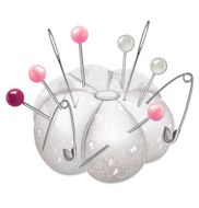 Sewing pins needles and pin cushion Vector illustration