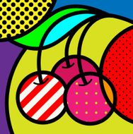 cherry pop-art vector illustration