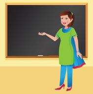 Indian woman teacher in front of a blackboard N2