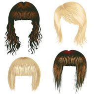 Vector set of wigs for woman