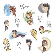 Fresh Icons Fashion Female Faces (Vector)