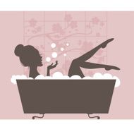 Beautiful woman taking a bath Vector illustration