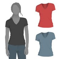 Women&#039;s V-Neck T-Shirt Mockup Template