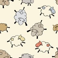 hand drawn cute happy colorful sheep outlines seamless pattern