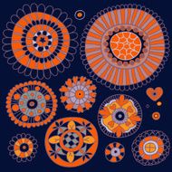Set of floral elements in the ethnic style N2