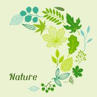 Background of stylized green leaves N6