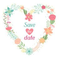 Wedding invitation card with pretty stylized flowers N6