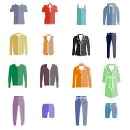 Different types of men&#039;s clothes as color icons