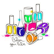 Illustration with nail polish bottles