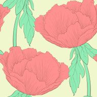 Beautiful seamless background with flowers stem and leaves