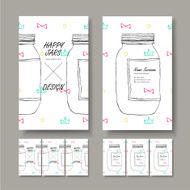 vector business card design of hand drawn jar