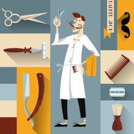 Set of vintage barber shop and hairdresser icons N2