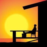 Vector silhouette old man N3