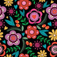 Seamless floral pattern on black background N3