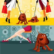 woman and dog - vector
