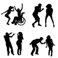 Vector silhouettes of different people N56