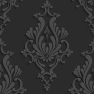Black 3d Floral Damask Seamless Pattern N2