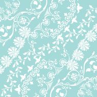 abstract white floral pattern with blue background