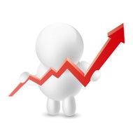 Man holding a growth arrow