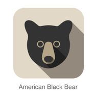 American black bear face flat icon design Animal icons series