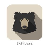 Sloth bear face flat icon design Animal icons series