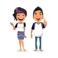 couple teenager in holiday - vector illustration