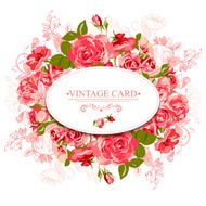 Vintage Floral Card with Roses N7