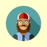 Hipster guy with beard and cap icons series