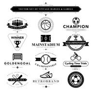 Set of black &amp; white vintage badges and labels N10