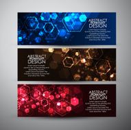 Vector banners set with Abstract hexagons background