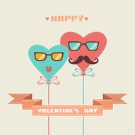 Valentine&#039;s card with hearts balloons