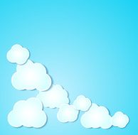 Paper clouds illustrated background on blue