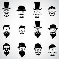 Retro vintage gentlemen Collection of diverse male faces