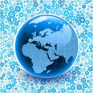Globe on Blue Snowflake Background N2