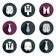 Man business clothes vector icons set