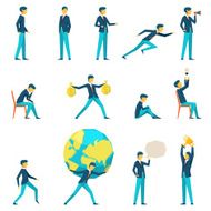 Cartoon businessman character in various poses