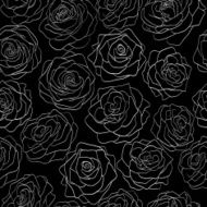 seamless pattern of roses on a black background