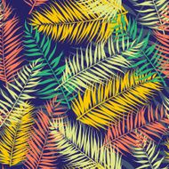 Seamless color palm leaves pattern Flat style N2