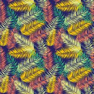 Seamless color palm leaves pattern Flat style N3