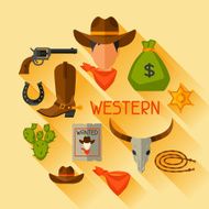 Wild west cowboy objects and design elements N2
