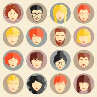 Vector set of stylish avatars girls and guys N2