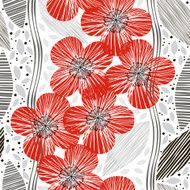 Seamless pattern with poppies Hand-drawn floral background N3