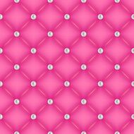 Seamless pink quilted background with pearl pins