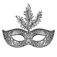 Vector ornate floral Venetian carnival mask with feathers N3