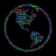 World Map Globe on Business and Finance Word Cloud N3