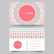 Business card template blue white and pink beauty fashion pattern