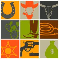 Wild west background with cowboy objects and design elements N6