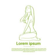 Woman Body Logo Icon Green Beauty Spa Silhouette Vector