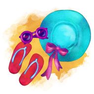 Watercolor summer beach set