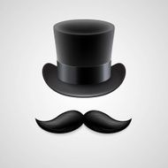 Vintage top hat mustaches Vector illustration